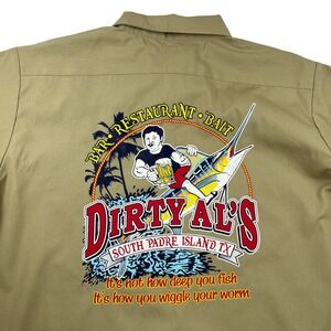 Dirty Als South Padre Island Short Sleeve Dickies ButtonUp XL Spring Break Texas